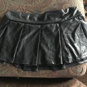 Leather look mini skirt